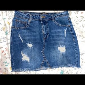 Black Label distressed mini skirt